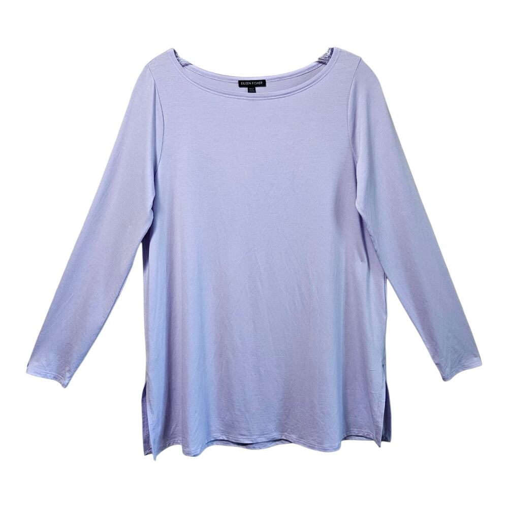 EILEEN FISHER Women's Size S Tunic Top Pastel Purple Long Sleeve Tencel 34"